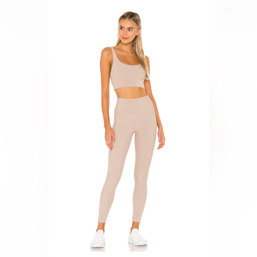 BEACH RIOT Ribbed Ayla Leggings in Taupe